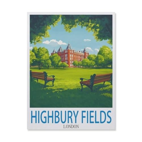 Highbury Fields London，Holz Puzzle 1000 Teile Spielzeug Für Erwachsene Dekompressionsspiel（75x50cm）-FD20 von YYHMKBYY