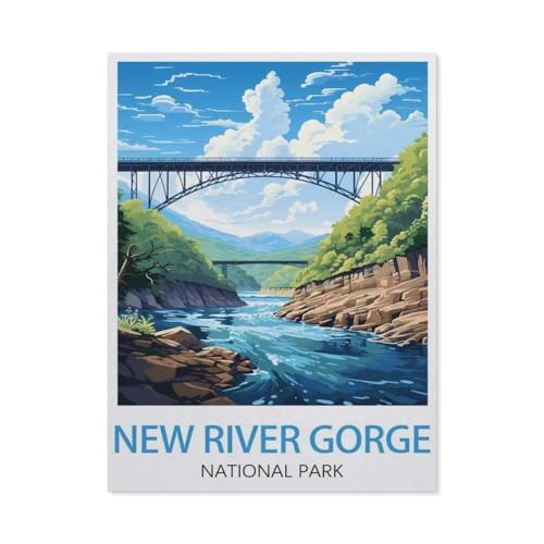 Holz Jigsaw Puzzle 1000 Stück，New River Gorge National Park West Virginia，Erwachsene Kinder Spielzeug Dekompressionsspiel（75x50cm）-BR18 von YYHMKBYY