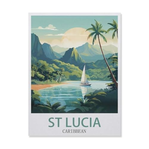 Holz Jigsaw Puzzle 1000 Stück，Saint Lucia, Karibischer Ozean, Berg，Erwachsene Kinder Spielzeug Dekompressionsspiel（75x50cm）-DU17 von YYHMKBYY