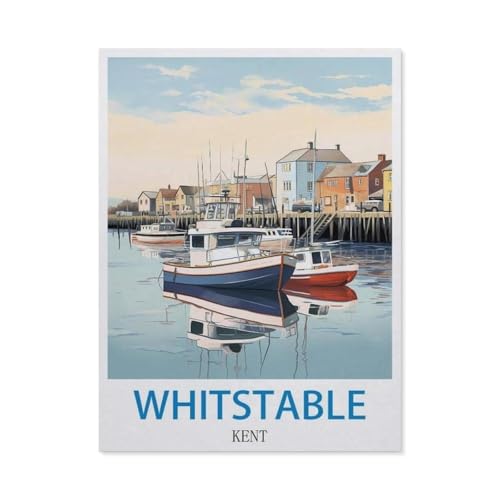 Holz Jigsaw Puzzle 1000 Stück，Whitstable, Kent – Vintage Reiseplakat，Erwachsene Kinder Spielzeug Dekompressionsspiel（75x50cm）-CZ64 von YYHMKBYY