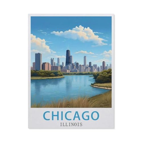Holz Puzzle 1000 Stück，Chicago Illinois，Puzzles Lernspielzeug Für Erwachsene Geburtstagsgeschenk（75x50cm）-BA32 von YYHMKBYY