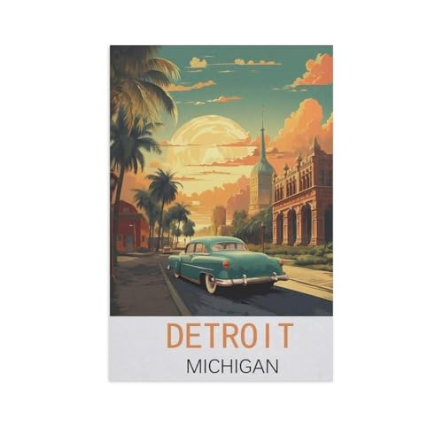 Holz Puzzle 1000 Stück，Detroit, Michigan，Lernspielzeug Für Erwachsene Geburtstagsgeschenk（75x50cm）-FO32 von YYHMKBYY