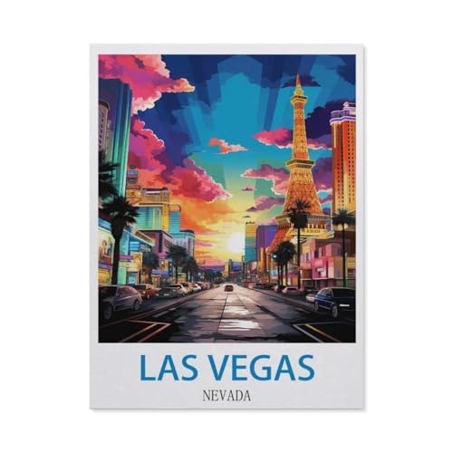 Holz Puzzle 1000 Stück，Las Vegas, Nevada – Vintage Reiseplakate，Puzzles Lernspielzeug Für Erwachsene Geburtstagsgeschenk（75x50cm）-DD34 von YYHMKBYY