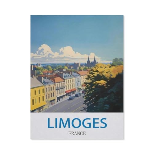 Holz Puzzle 1000 Stück，Limoges, Frankreich – Vintage Reiseplakat，Lernspielzeug Für Erwachsene Geburtstagsgeschenk（75x50cm）-CX39 von YYHMKBYY