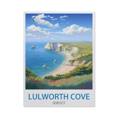 Holz Puzzle 1000 Stück，Lulworth Cove, Dorset – Vintage Reiseplakat，Puzzles Lernspielzeug Für Erwachsene Geburtstagsgeschenk（75x50cm）-CY93 von YYHMKBYY