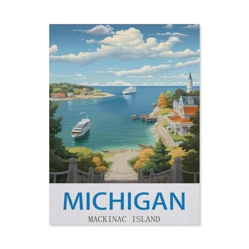Holz Puzzle 1000 Stück，Mackinac Island, Michigan，Puzzles Lernspielzeug Für Erwachsene Geburtstagsgeschenk（75x50cm）-EC91 von YYHMKBYY
