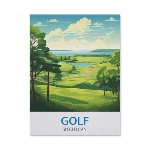Holz Puzzle 1000 Stück，Michigan – Vintage Reiseplakate (Golf)，Erwachsene Kinder Spielzeug Dekompression Spiel（75x50cm）-CW67 von YYHMKBYY