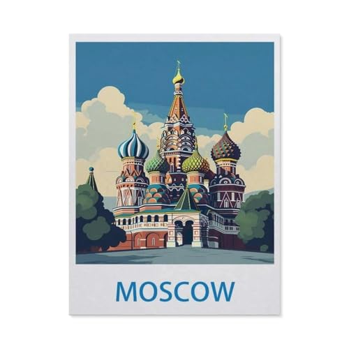 Holz Puzzle 1000 Stück，Moskau – Vintage Reiseplakate，Puzzles Lernspielzeug Für Erwachsene Geburtstagsgeschenk（75x50cm）-CX47 von YYHMKBYY