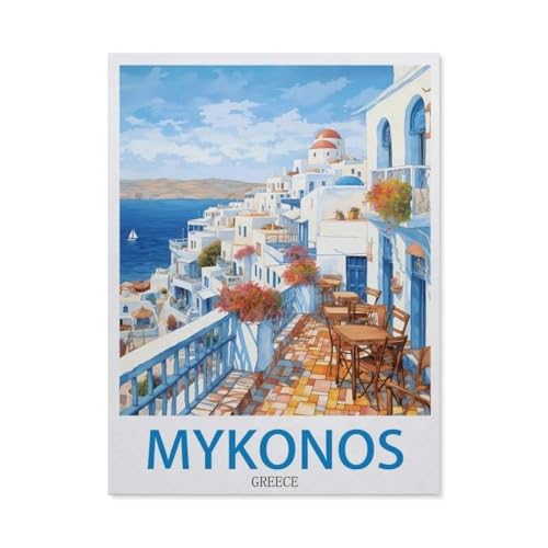 Holz Puzzle 1000 Stück，Mykonos, Griechenland，Erwachsene Kinder Spielzeug Dekompression Spiel（75x50cm）-EE30 von YYHMKBYY