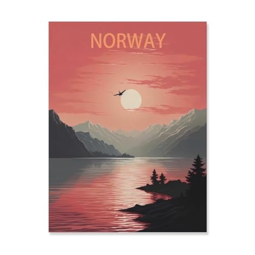 Holz Puzzle 1000 Stück，Norwegen, Berg, Sonnenuntergang，Erwachsene Kinder Spielzeug Dekompression Spiel（75x50cm）-Q18 von YYHMKBYY