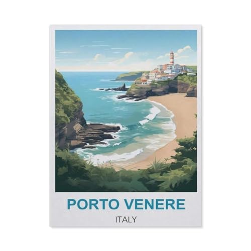 Holz Puzzle 1000 Stück，Porto Venere Italien Vintage Reiseplakate，Lernspielzeug Für Erwachsene Geburtstagsgeschenk（75x50cm）-CB40 von YYHMKBYY