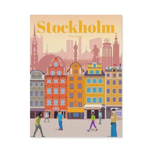 Holz Puzzle 1000 Stück，Schweden Stockholm，Erwachsene Kinder Spielzeug Dekompression Spiel（75x50cm）-BL26 von YYHMKBYY