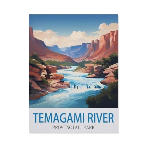 Holz Puzzle 1000 Stück，Temagami River Provincial Park – Vintage Reiseplakat，Lernspielzeug Für Erwachsene Geburtstagsgeschenk（75x50cm）-CT71 von YYHMKBYY