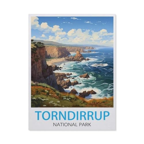 Holz Puzzle 1000 Stück，Torndirrup National Park Vintage-Reiseposter，Erwachsene Kinder Spielzeug Dekompression Spiel（75x50cm）-AQ73 von YYHMKBYY