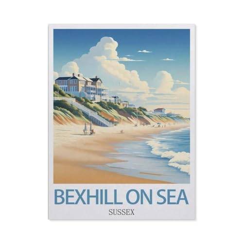 Holz Puzzle Puzzle 1000 Stück，Bexhill-on-Sea Sussex Vintage Reiseplakat，Puzzles Lernspielzeug Für Erwachsene Geburtstagsgeschenk Home Decoration（75x50cm）-CF28 von YYHMKBYY
