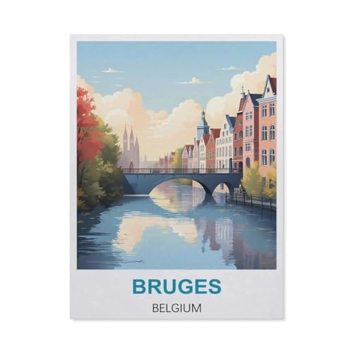 Holz Puzzle Puzzle 1000 Stück，Brügge Belgien Vintage Reiseplakat，Puzzles Lernspielzeug Für Erwachsene Geburtstagsgeschenk Home Decoration（75x50cm）-BX95 von YYHMKBYY
