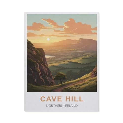 Holz Puzzle Puzzle 1000 Stück，Cave Hill, Nordirland – Vintage Reiseplakat，Puzzles Lernspielzeug Für Erwachsene Geburtstagsgeschenk Home Decoration（75x50cm）-DC3 von YYHMKBYY