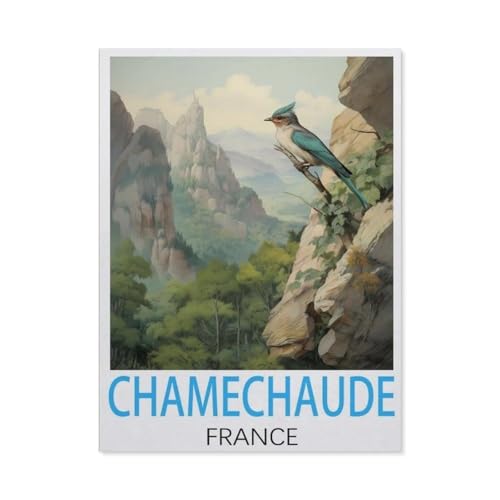 Holz Puzzle Puzzle 1000 Stück，Chamechaude Vintage-Reiseposter Frankreich，Puzzles Lernspielzeug Für Erwachsene Geburtstagsgeschenk Home Decoration（75x50cm）-AJ60 von YYHMKBYY