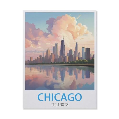 Holz Puzzle Puzzle 1000 Stück，Chicago Illinois，Puzzles Lernspielzeug Für Erwachsene Geburtstagsgeschenk Home Decoration（75x50cm）-FG49 von YYHMKBYY