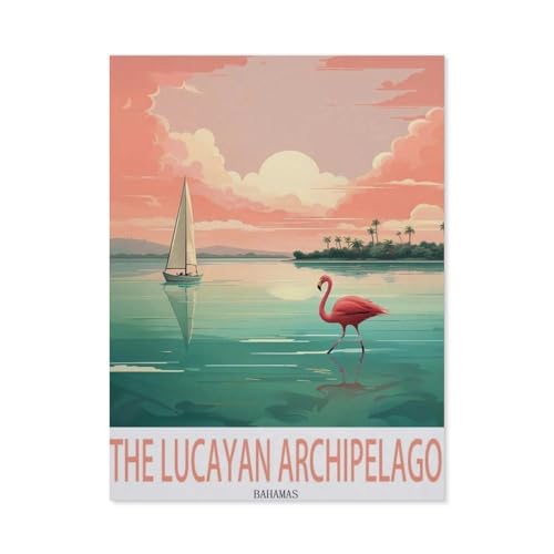 Holz Puzzle Puzzle 1000 Stück，Die Lucayaner Inseln, Bahamas – Vintage Reiseplakat，Puzzles Lernspielzeug Für Erwachsene Geburtstagsgeschenk Home Decoration（75x50cm）-CW89 von YYHMKBYY