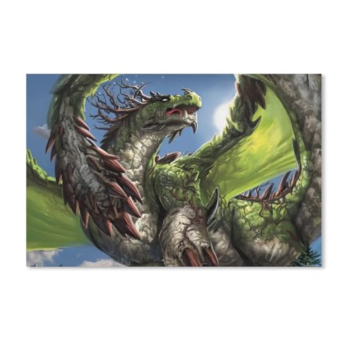 Holz Puzzle Puzzle 1000 Stück，Grüner Baumdrache，Puzzles Lernspielzeug Für Erwachsene Geburtstagsgeschenk Home Decoration(75x50cm-H20 von YYHMKBYY