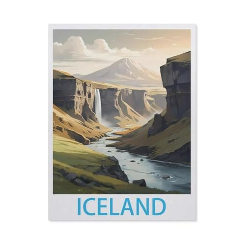 Holz Puzzle Puzzle 1000 Stück，Island Vintage Reiseplakate，Puzzles Lernspielzeug Für Erwachsene Geburtstagsgeschenk Home Decoration（75x50cm）-BY68 von YYHMKBYY