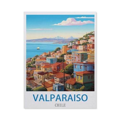 Holz Puzzle Puzzle 1000 Stück，Valparaiso Chile Vintage-Reiseplakate，Puzzles Lernspielzeug Für Erwachsene Geburtstagsgeschenk Home Decoration（75x50cm）-CQ29 von YYHMKBYY