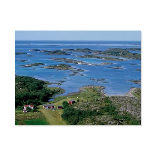 Holz Puzzle Puzzle 1000 Teile，Blick vom Torghattan in den Schärengarten vor Brønnøysund, Norwegen，Erwachsene Klassische Pädagogisches Spielzeug Kinder Lernspiel Herausforderndes Puzzles（75x50cm）-AY63 von YYHMKBYY
