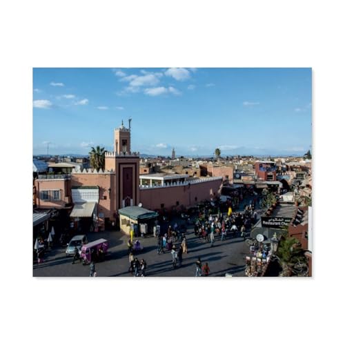 Holz Puzzle Puzzle 1000 Teile，Djemaa EL-Fna-Platz, Marrakesch，Erwachsene Klassische Pädagogisches Spielzeug Kinder Lernspiel Herausforderndes Puzzles（75x50cm）-BA31 von YYHMKBYY