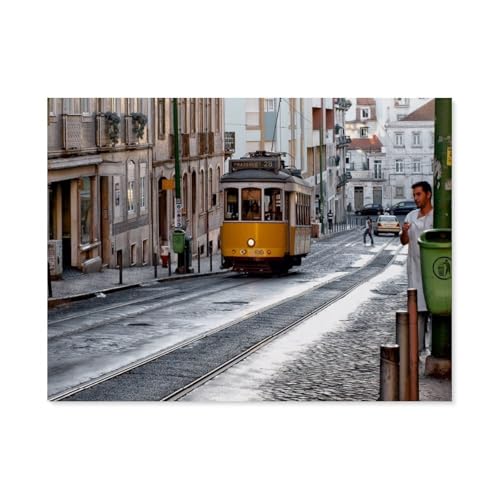 Holz Puzzle Puzzle 1000 Teile，Lissabon - Linie 21 - Portugal，Erwachsene Klassische Pädagogisches Spielzeug Kinder Lernspiel Herausforderndes Puzzles（75x50cm）-BA10 von YYHMKBYY