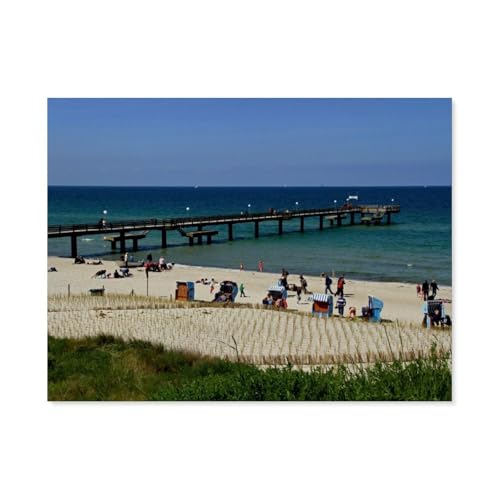 Holz Puzzle Puzzle 1000 Teile，Strand und Seebrücke des Ostseebades Rerik，Erwachsene Klassische Pädagogisches Spielzeug Kinder Lernspiel Herausforderndes Puzzles（75x50cm）-AZ47 von YYHMKBYY