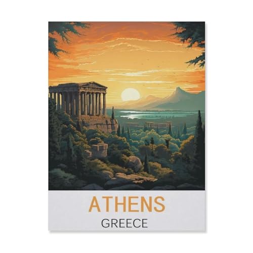 Holzpuzzle Puzzle 1000 Stück，Athen Griechenland，Lernspielzeug Für Erwachsene Geburtstagsgeschenk Dekoration（75x50cm）-FJ51 von YYHMKBYY