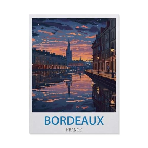 Holzpuzzle Puzzle 1000 Stück，Bordeaux, Frankreich – Vintage Reiseplakat，Lernspielzeug Für Erwachsene Geburtstagsgeschenk Dekoration（75x50cm）-CZ88 von YYHMKBYY