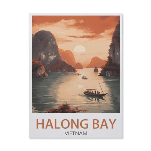 Holzpuzzle Puzzle 1000 Stück，Halong Bay, Vietnam, Sonnenuntergang，Lernspielzeug Für Erwachsene Geburtstagsgeschenk Dekoration（75x50cm）-DV90 von YYHMKBYY