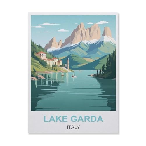 Holzpuzzle Puzzle 1000 Stück，Lake Garda Italien，Lernspielzeug Für Erwachsene Geburtstagsgeschenk Dekoration（75x50cm）-EQ53 von YYHMKBYY