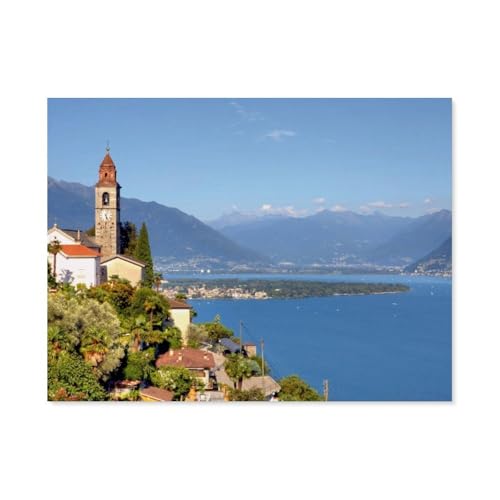 Holzpuzzle Puzzle 1000 Stück，Ronco sopra Ascona，Lernspielzeug Für Erwachsene Geburtstagsgeschenk Dekoration（75x50cm）-AQ14 von YYHMKBYY