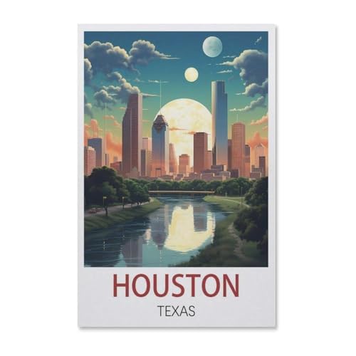 Houston Texas，Puzzle 1000 Teile Holz Puzzle Geeignet Für Erwachsene Kinder Familien Stressabbau Puzzlespiele（75x50cm）-AB89 von YYHMKBYY