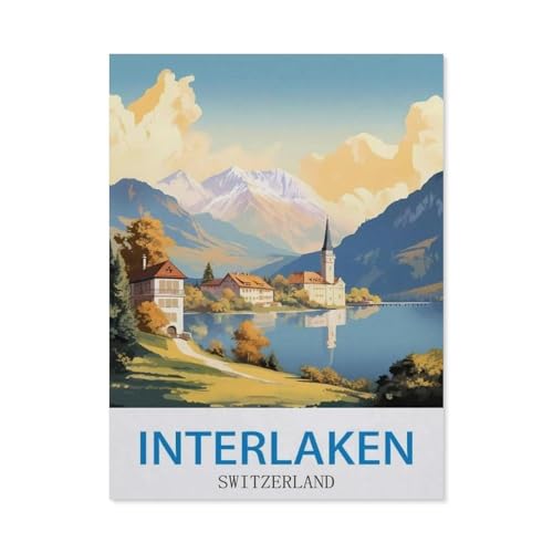 Interlaken, Schweiz，Puzzles 1000 Teile für Erwachsene, Klassische Puzzle Jungen Mädchen Puzzle für Kinder Teenager Lernspiel Spielzeug（38x26cm）-EA51 von YYHMKBYY