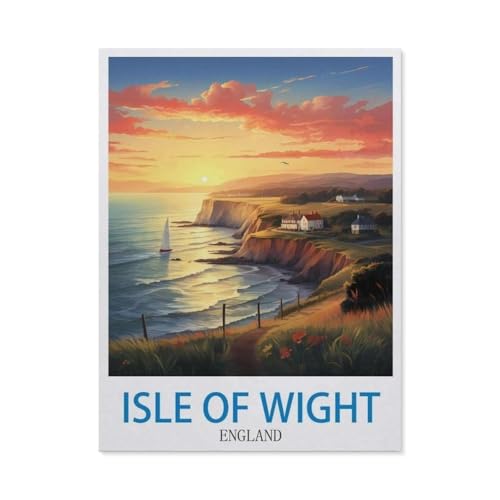 Isle of Wight, England – Vintage Reiseplakat，1000 Stück Erwachsene Holz Landschaft Puzzles Für Kinder Lernspielzeug Geschenke（75x50cm）-DD19 von YYHMKBYY