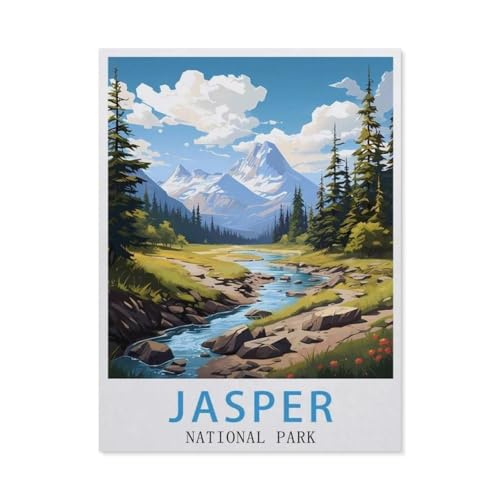 Jasper National Park Vintage-Reiseposter，Puzzles 1000 Teile für Erwachsene, Klassische Puzzle Teenager Puzzle Perfektes Pädagogisches Geschenk für Jungen Und Mädchen（75x50cm）-AP9 von YYHMKBYY