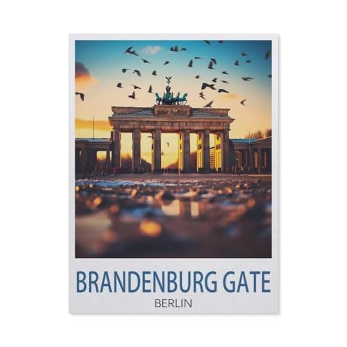 Jigsaw Puzzle 1000 Teile, Brandenburger Tor, Berlin, Deutschland, Landschaft, 3D Erwachsene, Holz, Lernspielzeug, bestes Geburtstagsgeschenk, Jungen, Mädchen (75 x 50 cm) -DW75 von YYHMKBYY