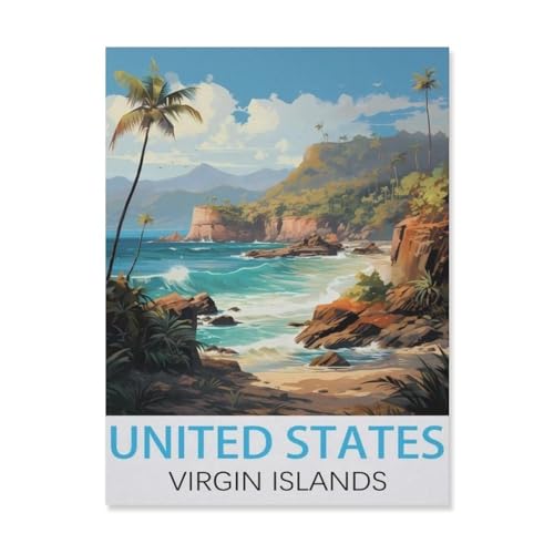 Jigsaw Puzzle 1000 Teile, Jungferninseln der Vereinigten Staaten, 3D Erwachsene, Papier, Lernspielzeug, bestes Geburtstagsgeschenk, Jungen, Mädchen (50 x 70 cm) -FK36 von YYHMKBYY