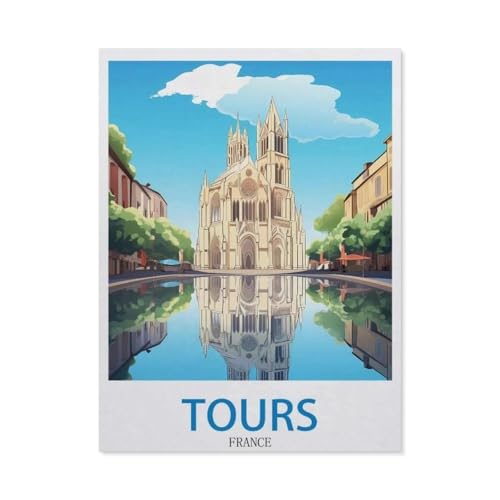 Jigsaw Puzzles, Tours, Frankreich, 1000 Teile, für Erwachsene, Kinder, Teenager, Jungen, Mädchen, Spielzeug (75 x 50 cm) -EA39 von YYHMKBYY