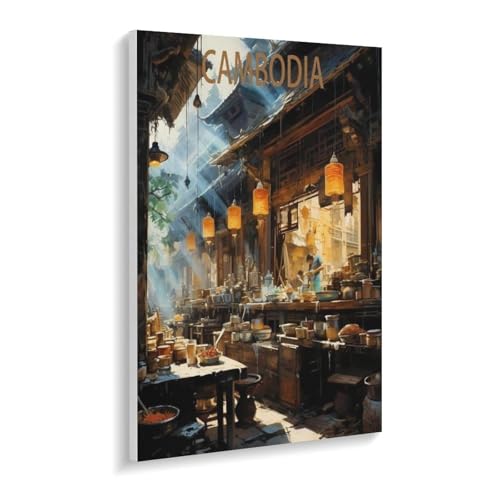 Kambodscha Market Street，Holz Landscape Puzzle, Jigsaw Puzzles 1000 Pieces, for Adult Kids Decompression Puzzle Nice Gifts（75x50cm）-U57 von YYHMKBYY