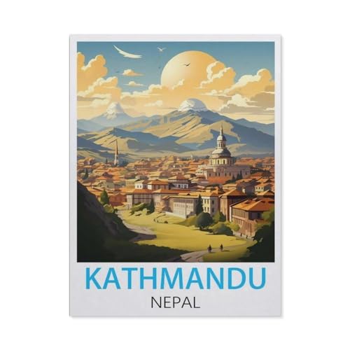 Kathmandu Nepal Vintage Reiseplakate，1000 Stück Erwachsene Holz Landschaft Puzzles Für Kinder Lernspielzeug Geschenke（75x50cm）-BZ11 von YYHMKBYY