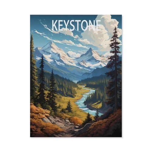Keystone Colorado Tree Vintage-Reiseposter，Puzzles 1000 Teile für Erwachsene, Klassische Puzzle Teenager Puzzle Perfektes Pädagogisches Geschenk für Jungen Und Mädchen（50x70cm）-AU96 von YYHMKBYY