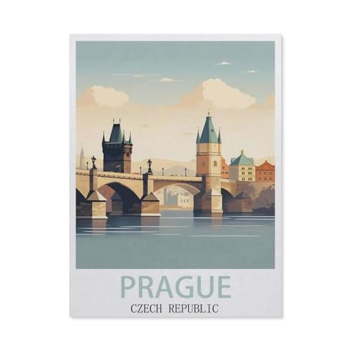 Kinder Holz Puzzle 1000 Teile，Prag Tschechien，Modern Zuhause Dekoration Einzigartiges Geschenk（75x50cm）-EY34 von YYHMKBYY