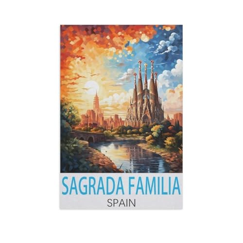 Kinder Holz Puzzle 1000 Teile，Sagrada Família, Spanien，Modern Zuhause Dekoration Einzigartiges Geschenk（75x50cm）-FO46 von YYHMKBYY