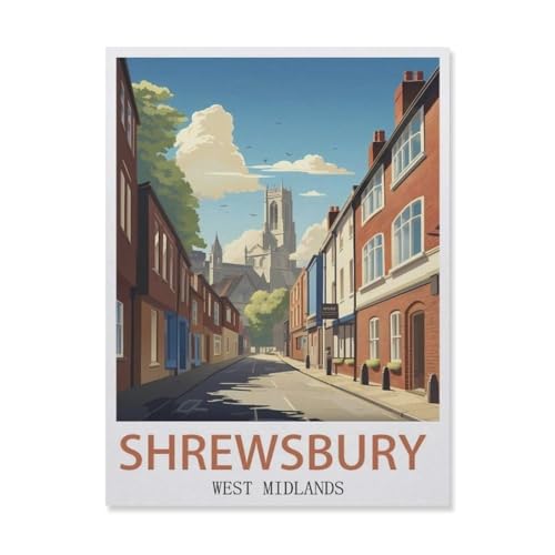 Kinder Holz Puzzle 1000 Teile，Shrewsbury West Midlands，Modern Zuhause Dekoration Einzigartiges Geschenk（75x50cm）-FI59 von YYHMKBYY