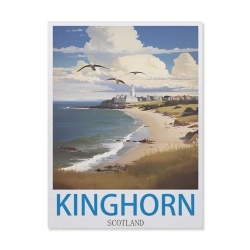 Puzzle 1000 Teile DIY Holz Puzzle，Kinghorn Schottland，Freizeit Creative Kreuzworträtsel Spiel Kind Puzzle Spielzeug Geburtstag Festival Einzigartiges Geschenk（75x50cm）-FE48 von YYHMKBYY